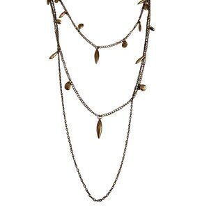 Bravo Bravado Paparazzi Layered Necklace Faux Hematite Teardrop Dangles Adj 25"